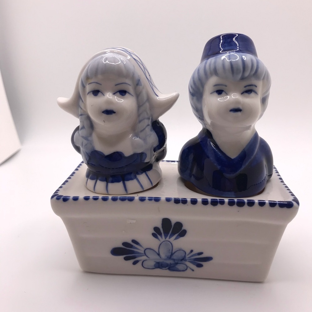 Blue and White Ceramic Figurine Set
